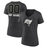 Tampa Bay Buccaneers Women's Personalized Name & Number Monochrome V-Neck Long Sleeve T-Shirt - Charcoal - NFL