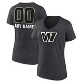 Washington Commanders Women's Personalized Name & Number Monochrome V-Neck Long Sleeve T-Shirt - Charcoal - NFL