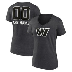 Washington Commanders Women's Personalized Name & Number Monochrome V-Neck Long Sleeve T-Shirt - Charcoal - NFL