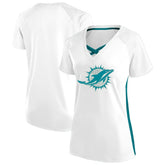 Miami Dolphins Women's Plus Size Glitter Lace-Up V- Neck T-Shirt - White - Fanatics