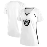 Las Vegas Raiders Women's Plus Size Glitter Lace-Up V- Neck T-Shirt - White - Fanatics