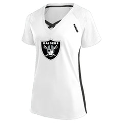 Las Vegas Raiders Women's Plus Size Glitter Lace-Up V- Neck T-Shirt - White - Fanatics