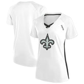 New Orleans Saints Women's Plus Size Glitter Lace-Up V- Neck T-Shirt - White - Fanatics