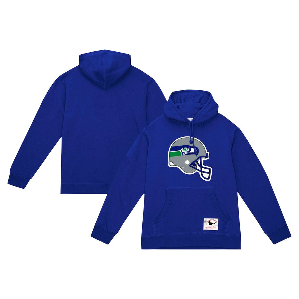 Seattle Seahawks Helmet Logo Vintage Pullover Hoodie - College Navy - Mitchell & Ness
