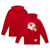 Tampa Bay Buccaneers Helmet Logo Vintage Pullover Hoodie - Red - Mitchell & Ness