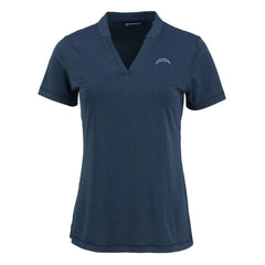 Los Angeles Chargers Cutter & Buck Women's Forge Stretch Blade DryTec V-Neck Polo - Heather Navy - NFL
