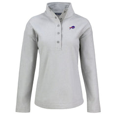 Buffalo Bills Cutter & Buck Women's Hunts Point Eco Half-Snap Sweatshirt - Gray - NFL