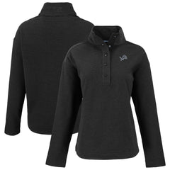 Detroit Lions Cutter & Buck Women's Hunts Point Eco Half-Snap Sweatshirt - Black - NFL
