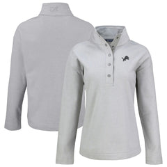 Detroit Lions Cutter & Buck Women's Hunts Point Eco Half-Snap Sweatshirt - Gray - NFL