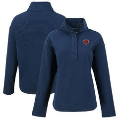 Chicago Bears Cutter & Buck Women's Hunts Point Eco Half-Snap Sweatshirt - Navy - NFL