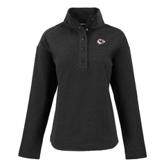 Kansas City Chiefs Cutter & Buck Women's Hunts Point Eco Half-Snap Sweatshirt - Black - NFL