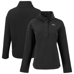 Denver Broncos Cutter & Buck Women's Hunts Point Eco Half-Snap Sweatshirt - Black - NFL