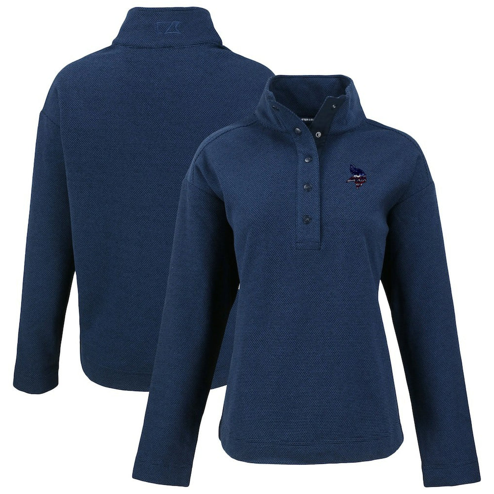 Minnesota Vikings Cutter & Buck Women's Hunts Point Eco Half-Snap Sweatshirt - Navy - NFL