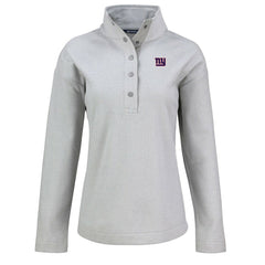New York Giants Cutter & Buck Women's Hunts Point Eco Half-Snap Sweatshirt - Gray - NFL