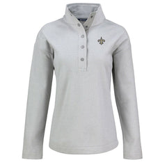 New Orleans Saints Cutter & Buck Women's Hunts Point Eco Half-Snap Sweatshirt - Gray - NFL