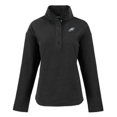Philadelphia Eagles Cutter & Buck Women's Hunts Point Eco Half-Snap Sweatshirt - Black - NFL
