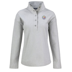 Pittsburgh Steelers Cutter & Buck Women's Hunts Point Eco Half-Snap Sweatshirt - Gray - NFL