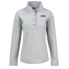 Seattle Seahawks Cutter & Buck Women's Hunts Point Eco Half-Snap Sweatshirt - Gray - NFL