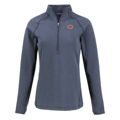 Chicago Bears Cutter & Buck Women's Peshastin Eco Fleece Recycled Tri-Blend Raglan Half-Zip Jacket - Heather Navy - NFL