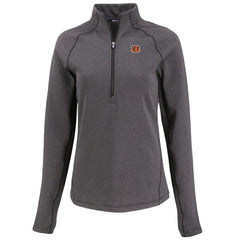 Cincinnati Bengals Cutter & Buck Women's Peshastin Eco Fleece Recycled Tri-Blend Raglan Half-Zip Jacket - Heather Black - NFL