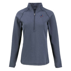 Detroit Lions Cutter & Buck Women's Americana Peshastin Eco Fleece Recycled Tri-Blend Raglan Half-Zip Jacket - Heather Navy - NFL