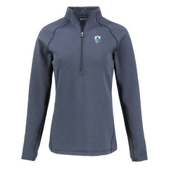 Los Angeles Chargers Cutter & Buck Women's Peshastin Eco Fleece Recycled Tri-Blend Raglan Half-Zip Jacket - Heather Navy - NFL