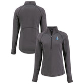 Detroit Lions Cutter & Buck Women's Peshastin Eco Fleece Recycled Tri-Blend Raglan Half-Zip Jacket - Heather Black - NFL