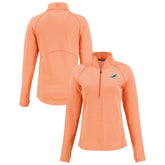 Miami Dolphins Cutter & Buck Women's Peshastin Eco Fleece Recycled Tri-Blend Raglan Half-Zip Jacket - Heather Orange - NFL