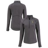 Green Bay Packers Cutter & Buck Women's Peshastin Eco Fleece Recycled Tri-Blend Raglan Half-Zip Jacket - Heather Black - NFL