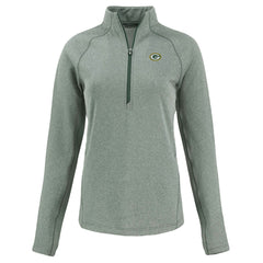 Green Bay Packers Cutter & Buck Women's Peshastin Eco Fleece Recycled Tri-Blend Raglan Half-Zip Jacket - Heather Green - NFL