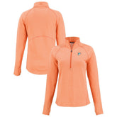 Miami Dolphins Cutter & Buck Women's Peshastin Eco Fleece Recycled Tri-Blend Raglan Half-Zip Jacket - Heather Orange - NFL