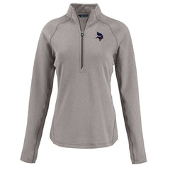 Minnesota Vikings Cutter & Buck Women's Americana Peshastin Eco Fleece Recycled Tri-Blend Raglan Half-Zip Jacket - Heather Gray - NFL