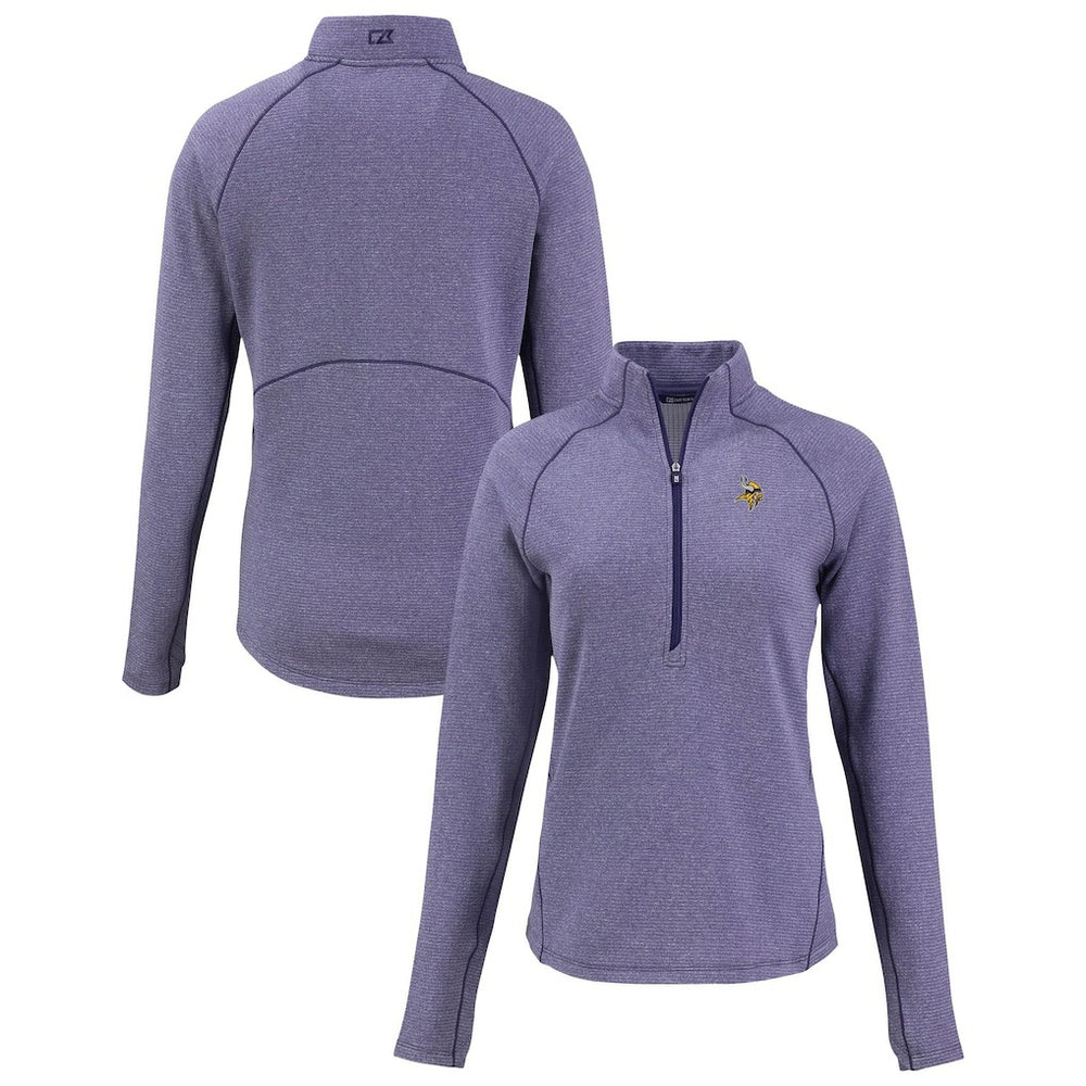 Minnesota Vikings Cutter & Buck Women's Peshastin Eco Fleece Recycled Tri-Blend Raglan Half-Zip Jacket - Heather Purple - NFL