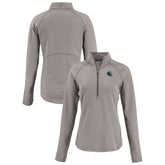 Philadelphia Eagles Cutter & Buck Women's Peshastin Eco Fleece Recycled Tri-Blend Raglan Half-Zip Jacket - Heather Gray - NFL