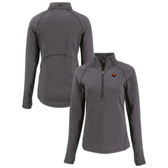 Washington Commanders Cutter & Buck Women's Peshastin Eco Fleece Recycled Tri-Blend Raglan Half-Zip Jacket - Heather Black - NFL