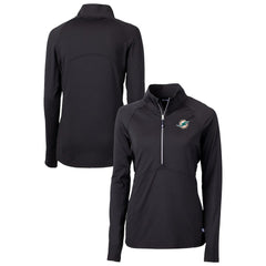 Miami Dolphins Cutter & Buck Women's DryTec Adapt Eco Knit Stretch Recycled Raglan Half-Zip Top - Black - NFL