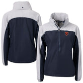Chicago Bears Cutter & Buck Women's Charter Eco Recycled Half-Zip Hooded Anorak Jacket - Navy - NFL
