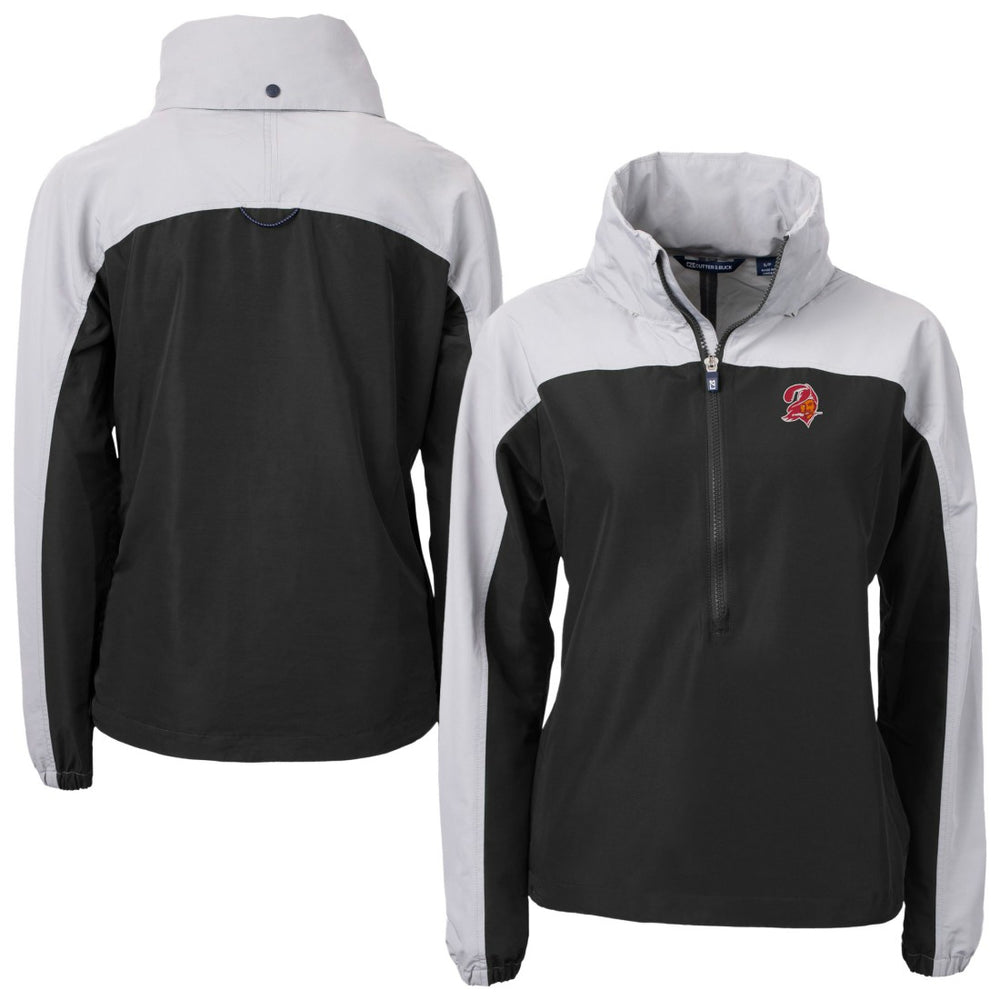 Tampa Bay Buccaneers Cutter & Buck Women's Charter Eco Recycled Half-Zip Hooded Anorak Jacket - Black - NFL