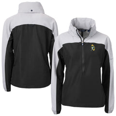 Green Bay Packers Cutter & Buck Women's Charter Eco Recycled Half-Zip Hooded Anorak Jacket - Black - NFL