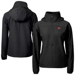 San Francisco 49ers Cutter & Buck Women's Charter Eco Recycled Half-Zip Hooded Anorak Jacket - Black - NFL
