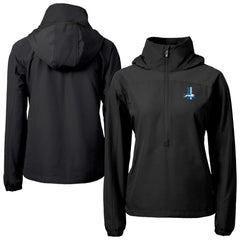 Detroit Lions Cutter & Buck Women's Charter Eco Recycled Half-Zip Hooded Anorak Jacket - Black - NFL