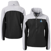 Detroit Lions Cutter & Buck Women's Charter Eco Recycled Half-Zip Hooded Anorak Jacket - Black - NFL