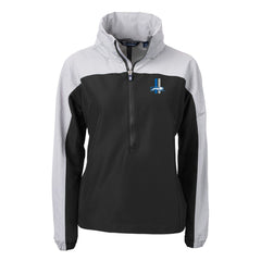 Detroit Lions Cutter & Buck Women's Charter Eco Recycled Half-Zip Hooded Anorak Jacket - Black - NFL