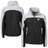 Miami Dolphins Cutter & Buck Women's Charter Eco Recycled Half-Zip Hooded Anorak Jacket - Black - NFL