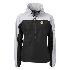 Miami Dolphins Cutter & Buck Women's Charter Eco Recycled Half-Zip Hooded Anorak Jacket - Black - NFL