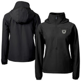 Las Vegas Raiders Cutter & Buck Women's Charter Eco Recycled Half-Zip Hooded Anorak Jacket - Black - NFL