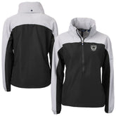Las Vegas Raiders Cutter & Buck Women's Charter Eco Recycled Half-Zip Hooded Anorak Jacket - Black - NFL