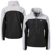 San Francisco 49ers Cutter & Buck Women's Charter Eco Recycled Half-Zip Hooded Anorak Jacket - Black - NFL