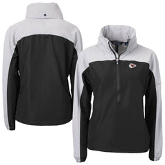 Kansas City Chiefs Cutter & Buck Women's Charter Eco Recycled Half-Zip Hooded Anorak Jacket - Black - NFL