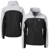 Minnesota Vikings Cutter & Buck Women's Charter Eco Recycled Half-Zip Hooded Anorak Jacket - Black - NFL